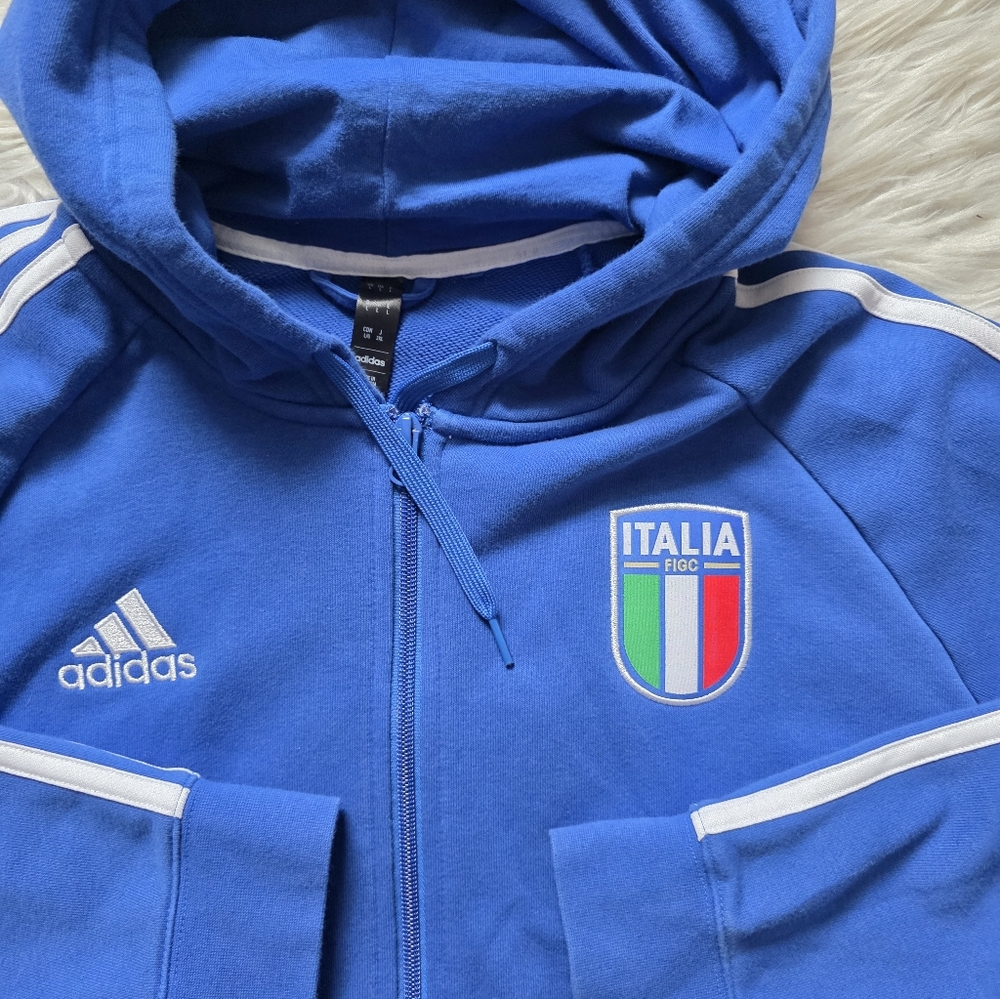 Adidas Royal Blue Italia Zip-Up Hoodie - Picture 4 of 5